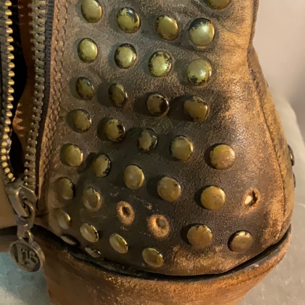 Liberty Black Leather Studded Biker Ankle Boots - Picture 13 of 13